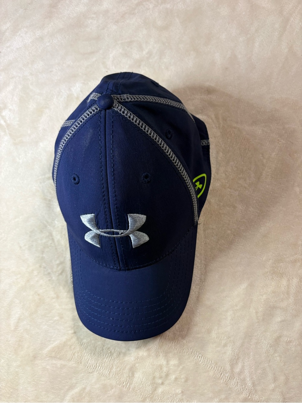 Under Armour Navy Cap with Silver Logo and Gray Stitching